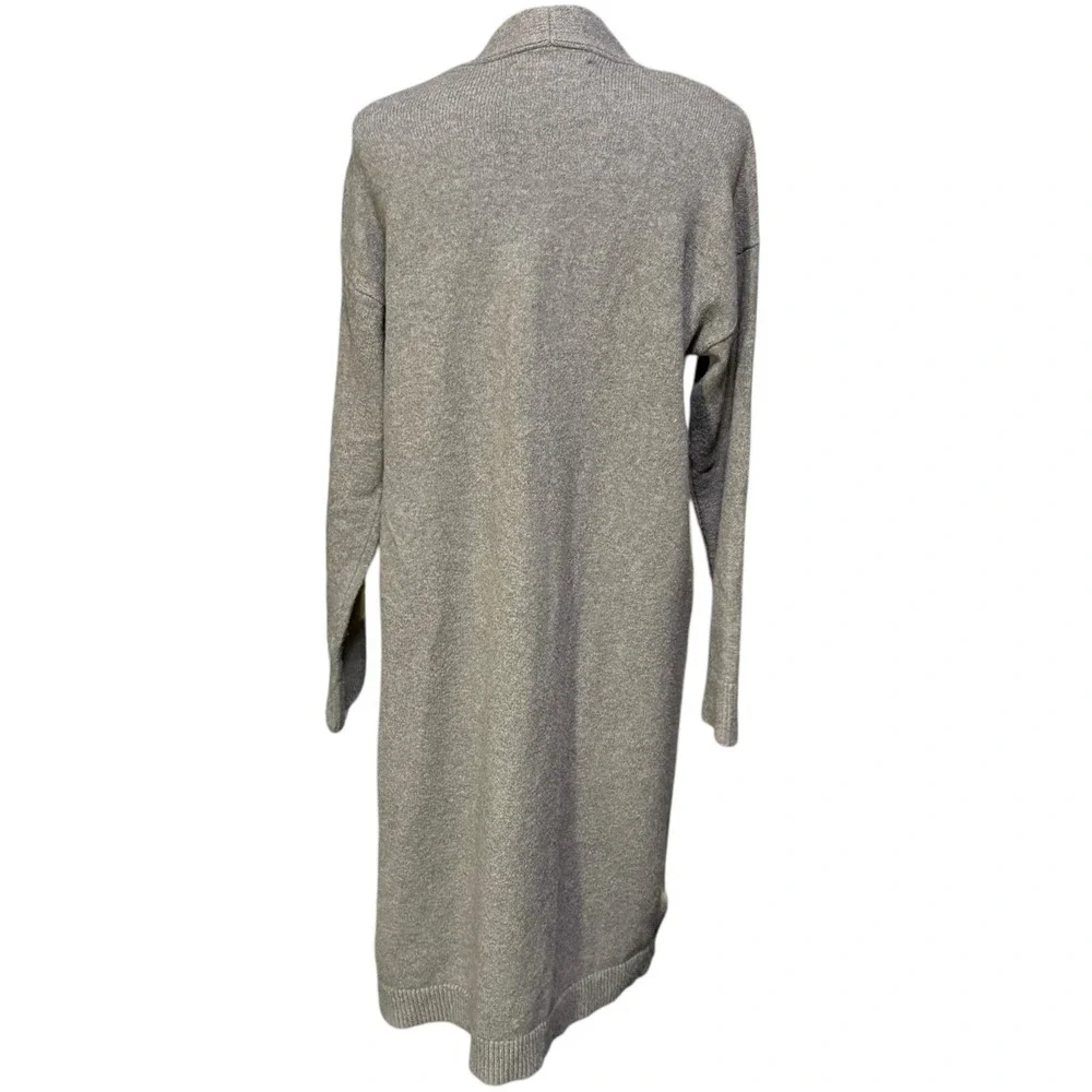 Loft Tan Knit Duster Long Open‎ Front Cardigan Sweater Pockets Size M Minimalist